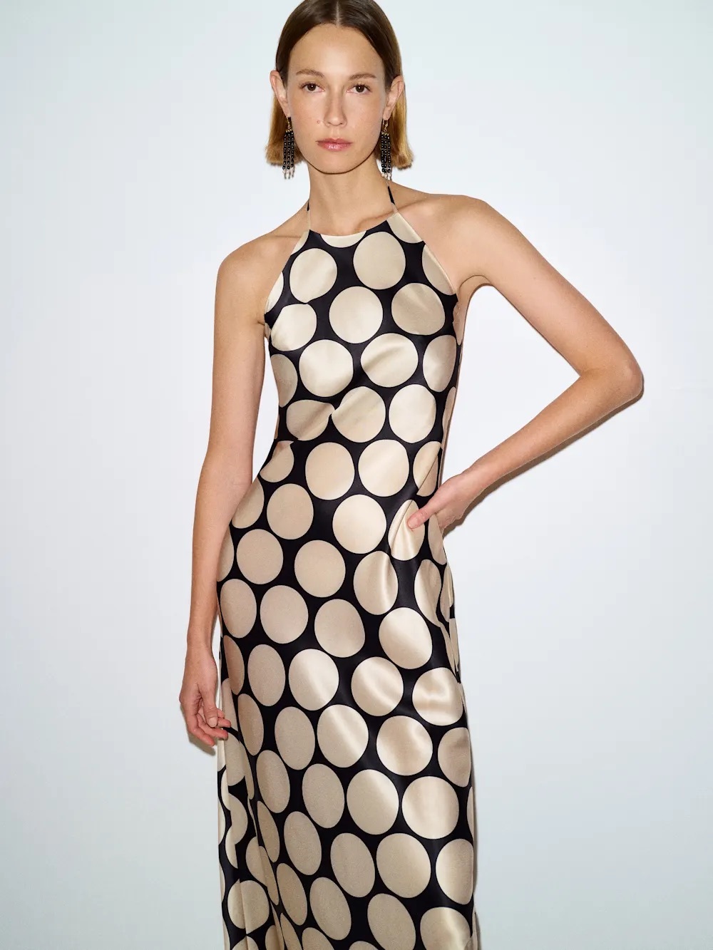 Reformation Jeany Silk Dress In Full Moon Dot, NEW WITHOUT TAGS, NEVER WORN. - Picture 3 of 14
